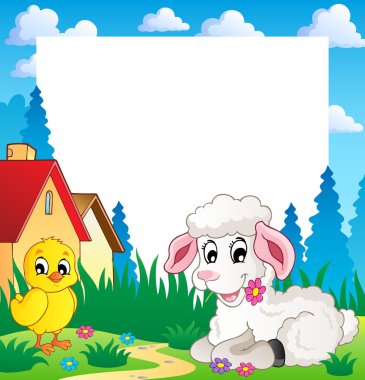 Frame with Easter theme 3 clipart