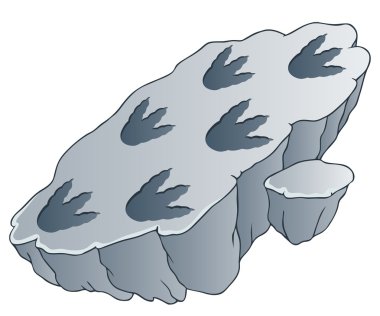 Rock with dinosaur footprints clipart