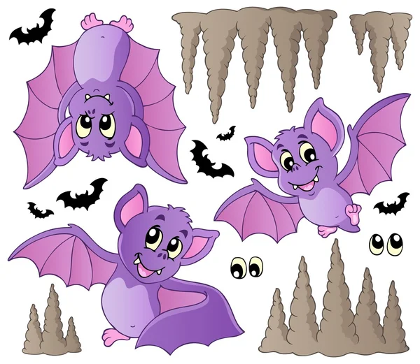 Colección de murciélagos de dibujos animados — Archivo Imágenes Vectoriales