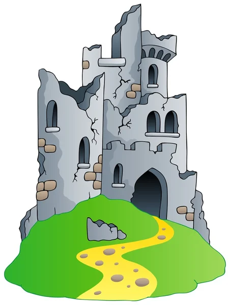 Ruinas del castillo en la colina — Vector de stock