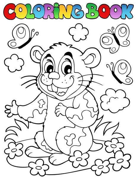 Målarbok med tecknade hamster — Stock vektor