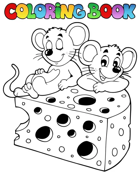 Coloring book with mouse 1 — Stock Vector