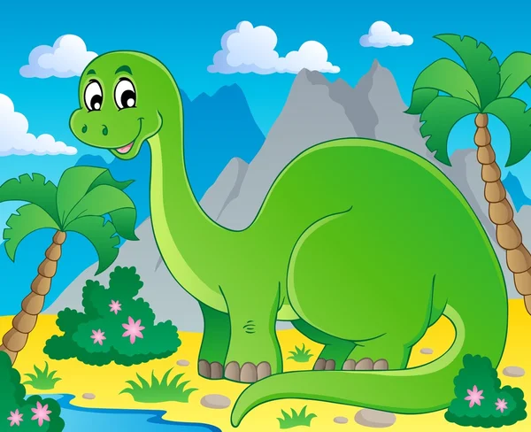 Dinozor 1 ile sahne — Stok Vektör
