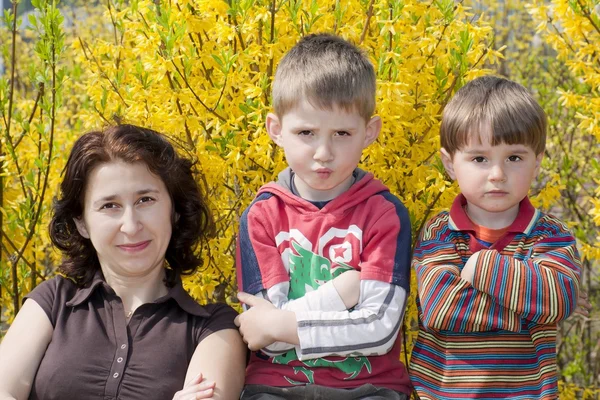 stock image Young boys with mother.