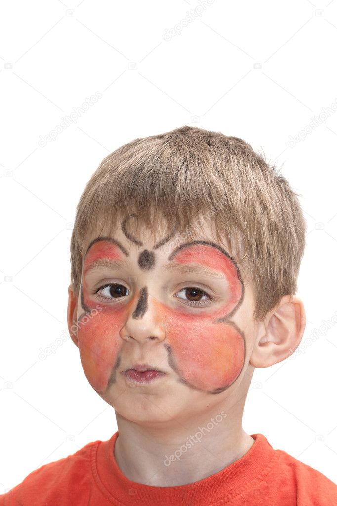 Boy with butterfly on the face