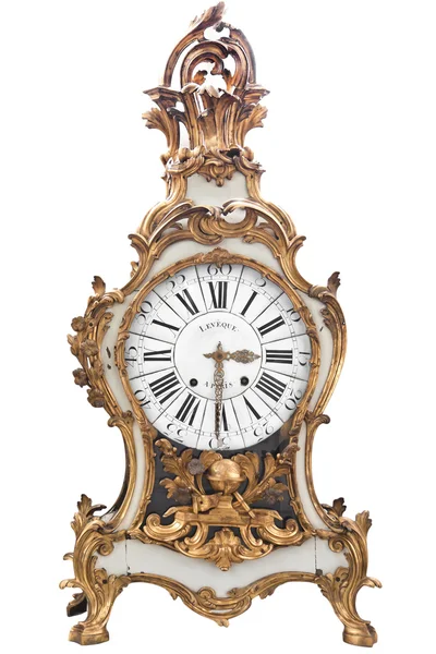 Golden retro clock. Baroque — Stock Photo, Image