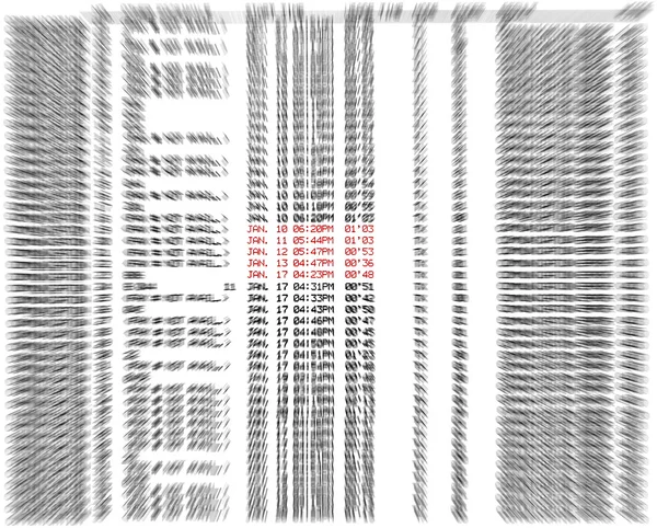 Printed fax spreadsheet isolated on white background, facsimile. — Stock Photo, Image