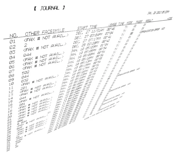 Печатная таблица факса изолированы на белом фоне, факсимиле . — стоковое фото