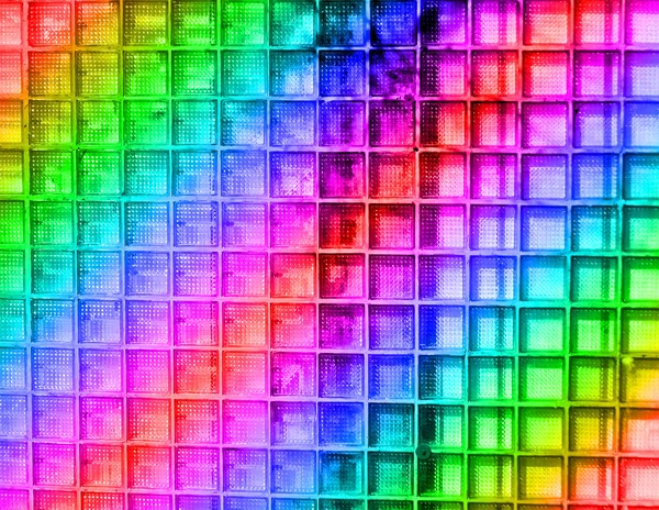 Abstract rainbow square glass wall, modern interior details. — Stock Photo, Image
