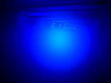 Magic blue light in tunnel, science details. clipart