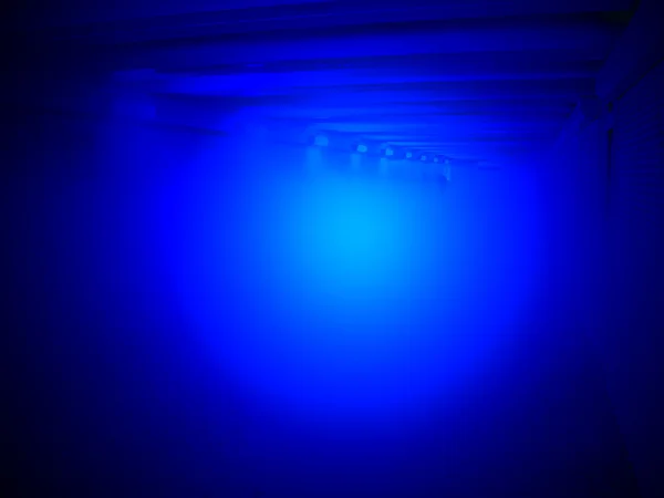 Magic blue light in tunnel, science details. — Stock Photo, Image