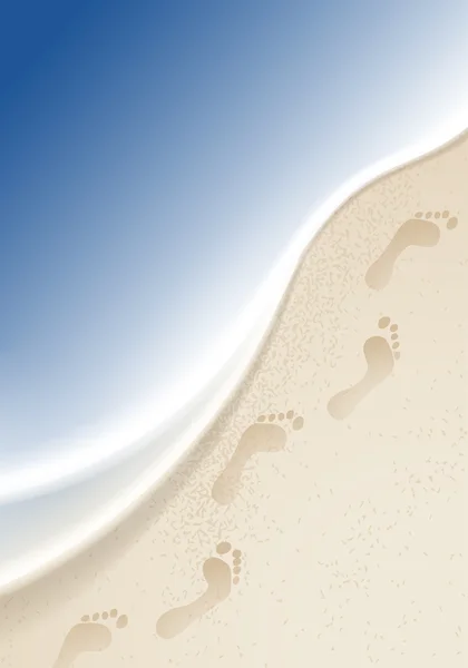 Fußabdrücke im Sand am Meer — Stockvektor