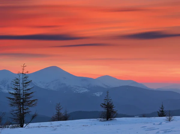日没時の冬の風景 — ストック写真