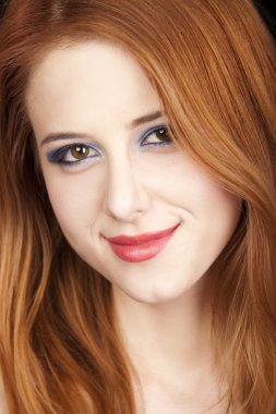 güzel kızıl saçlı kız stil makyaj ile portresi