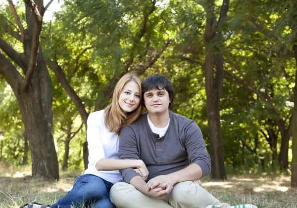 Couple at outdoor in spring time. — Stock Photo, Image