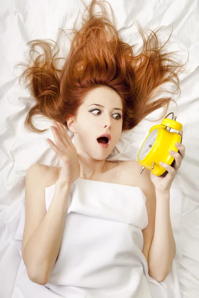 Oversleep girl in bed — Stock Photo, Image