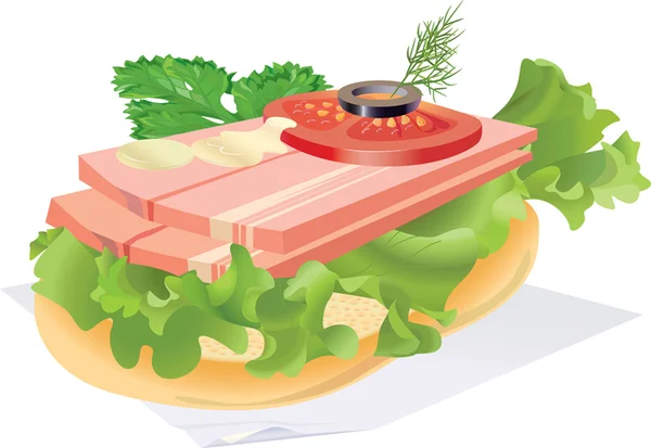 Sandwich med bacon — Stock vektor