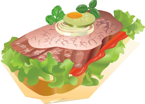 Sandwich with meat — Stock Vector