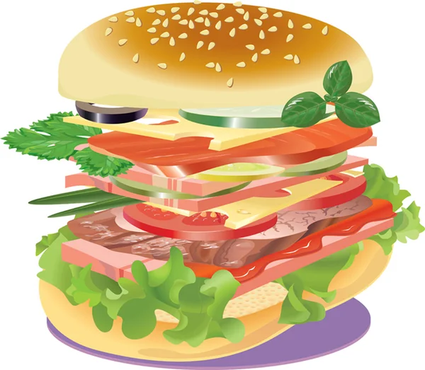 Bardzo duża kanapka na serwetce — Wektor stockowy