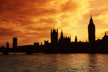 Westminster and the Houses of Parliament at sunset clipart