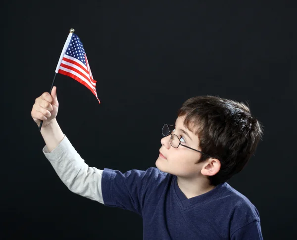 Amerikai zászló fiú — Stock Fotó