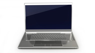 laptop üzerinde beyaz izole 3d arka plan