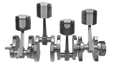 motor piston ve dişli. 3D görüntü.
