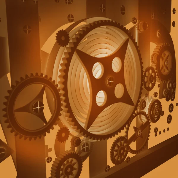 A Mechanical Background with Gears and Cogs 3D render ( high resolution ) — Stock Photo, Image