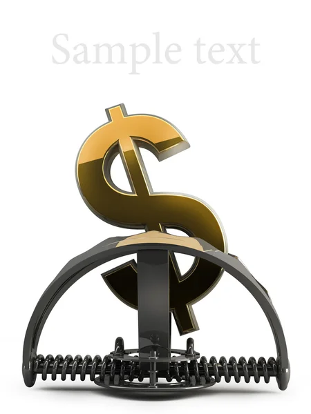 Símbolo dólar americano na armadilha isolada no fundo branco 3d. alta resoluti — Fotografia de Stock