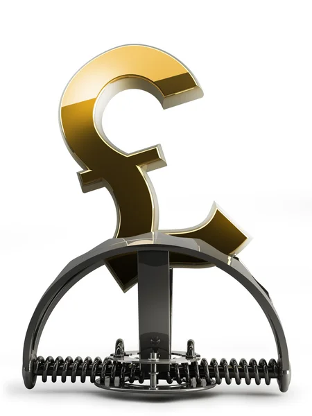 Britisches Pfund Symbol in der Falle isoliert auf weißem Hintergrund 3d. hoher Wiederholungswert — Stockfoto