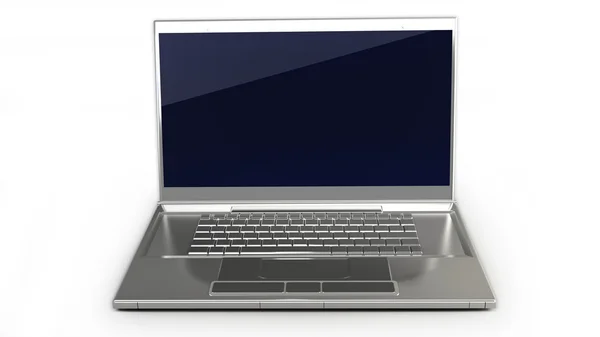 Laptop üzerinde beyaz izole 3d arka plan — Stok fotoğraf