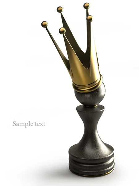 Bauer in einer goldenen Krone isoliert auf weißem 3D (hohe Auflösung ) — Stockfoto