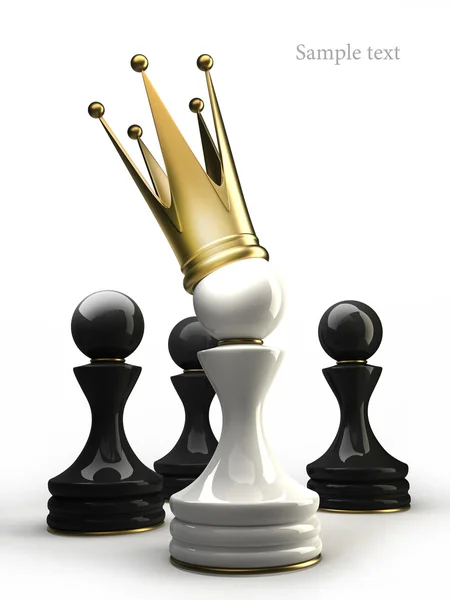 Bonde i en gyllene krona isolerad på vit 3D (högupplöst ) — Stockfoto