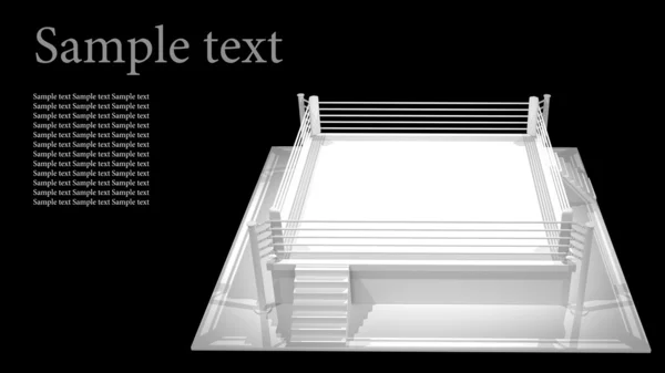 Anello di pugilato isolato su sfondo nero - rendering 3d ad alta risoluzione — Foto Stock