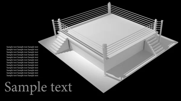 Anillo de boxeo aislado sobre fondo negro - 3d render de alta resolución —  Fotos de Stock