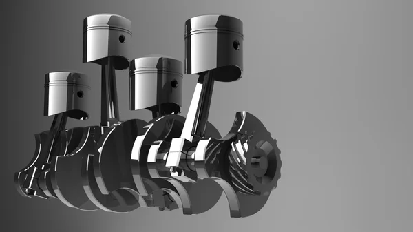 Motorns kolvar och cog. 3D-bild. — Stockfoto