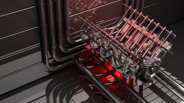 Fundo do motor V8 3d renderizar alta resolução — Fotografia de Stock
