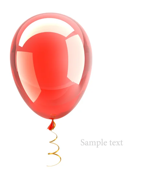 Piros párt ballon szalaggal elszigetelt fehér háttér, 3D-s illusztráció. — Stock Fotó