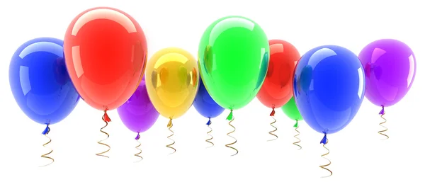 Multicolored party balloons isolated on white background 3d illustration. h — Stock Photo, Image