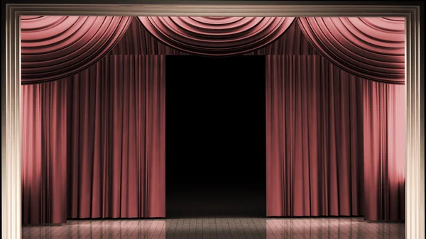 Rode podium gordijn met licht en schaduw — Stockfoto