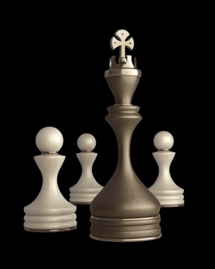 Chess king standing isolated on black background High resolution 3D clipart