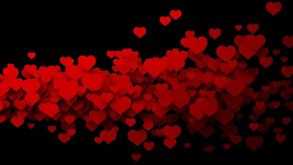 Abstracte rode harten, vliegen. achtergrond van de hoge resolutie 3d — Stockfoto