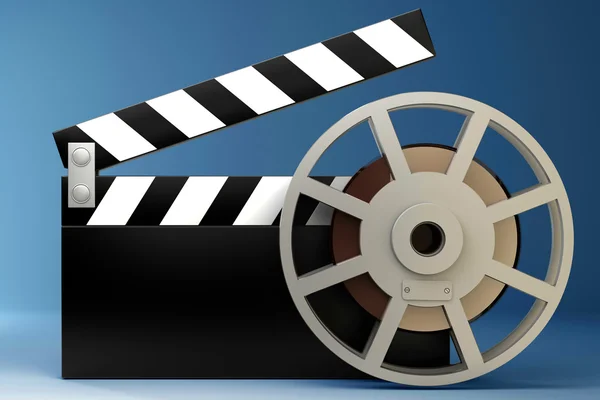 Film and clap board movies symbol. High resolution. 3D image — Stock Photo, Image