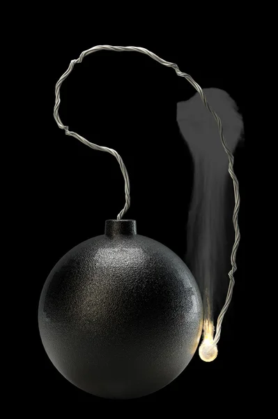 Cannonball bom geïsoleerd op zwarte achtergrond hoge resolutie 3d — Stockfoto