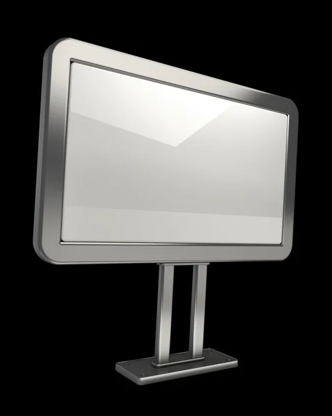 Chrome advertising billboard isolated on black background 3d — Stock Photo, Image
