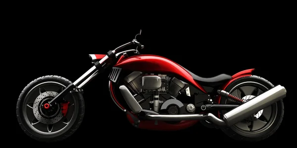 概念摩托车孤立 (没有商标问题是我自己设计) 的黑色背景上的高分辨率三维 — 图库照片