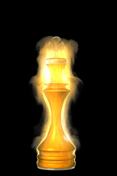 Chess Queen flaming High resolution. 3D image — Stock Photo, Image