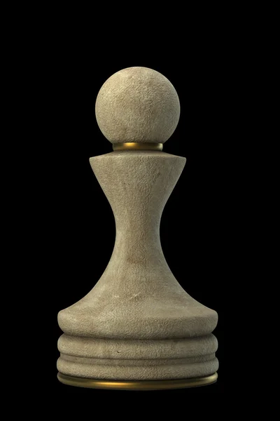 Шахматная пешка камень изолирован на черном фоне. Высокое разрешение. 3D изображение — стоковое фото