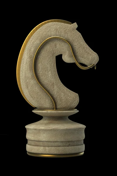 Chess horse Stone isolated on black background. High resolution. 3D image — Stock Photo, Image