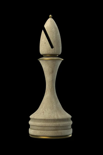 Oficial de xadrez Stone isolado em fundo preto. Alta resolução. Imagem 3D — Fotografia de Stock